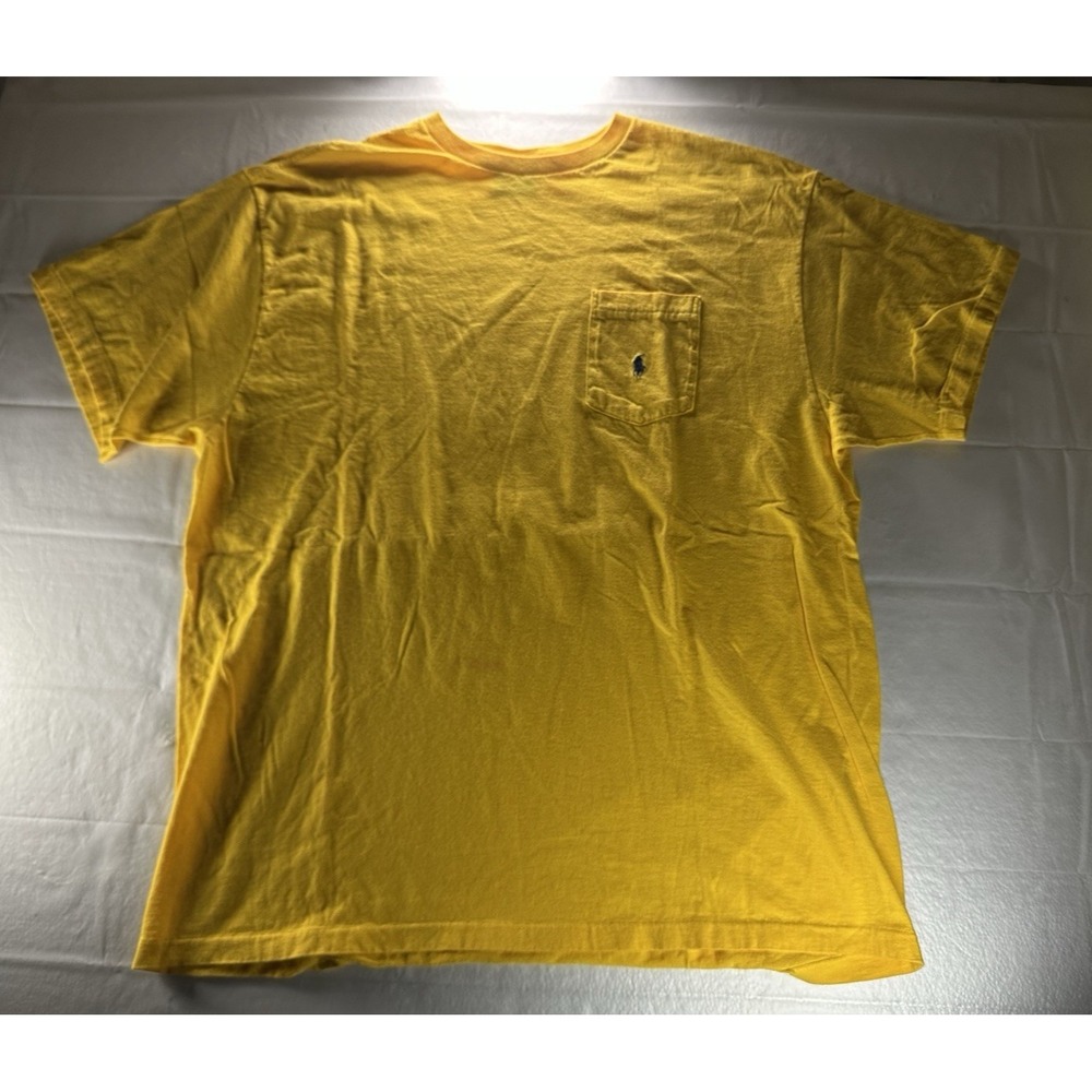 VTG 1990s Polo Ralph Lauren Pocket Tee Mens Large Yellow Made in USA 100% Cotton